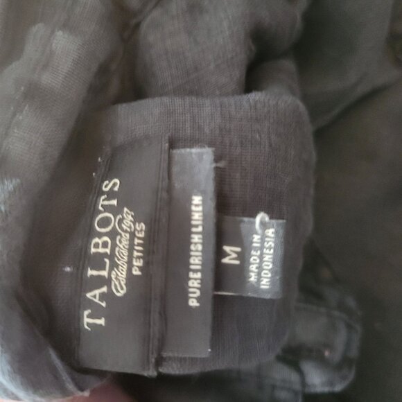 Talbots Petite Womens Black Irish Linen Button-Up Shirt Medium Size M - Picture 3 of 3